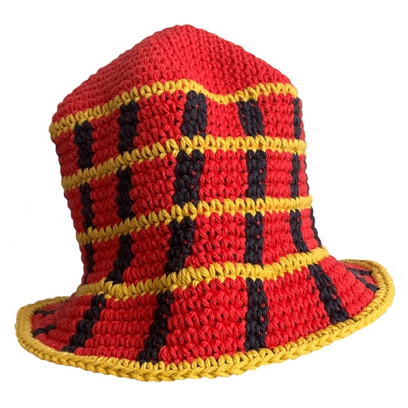 NWOT Memorial Day Racer Plaid Crochet Bucket Hat. Size: Small - Picture 5 of 8